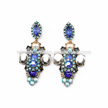 noble assorted color blue gemstone diamond dangler heavy earrings